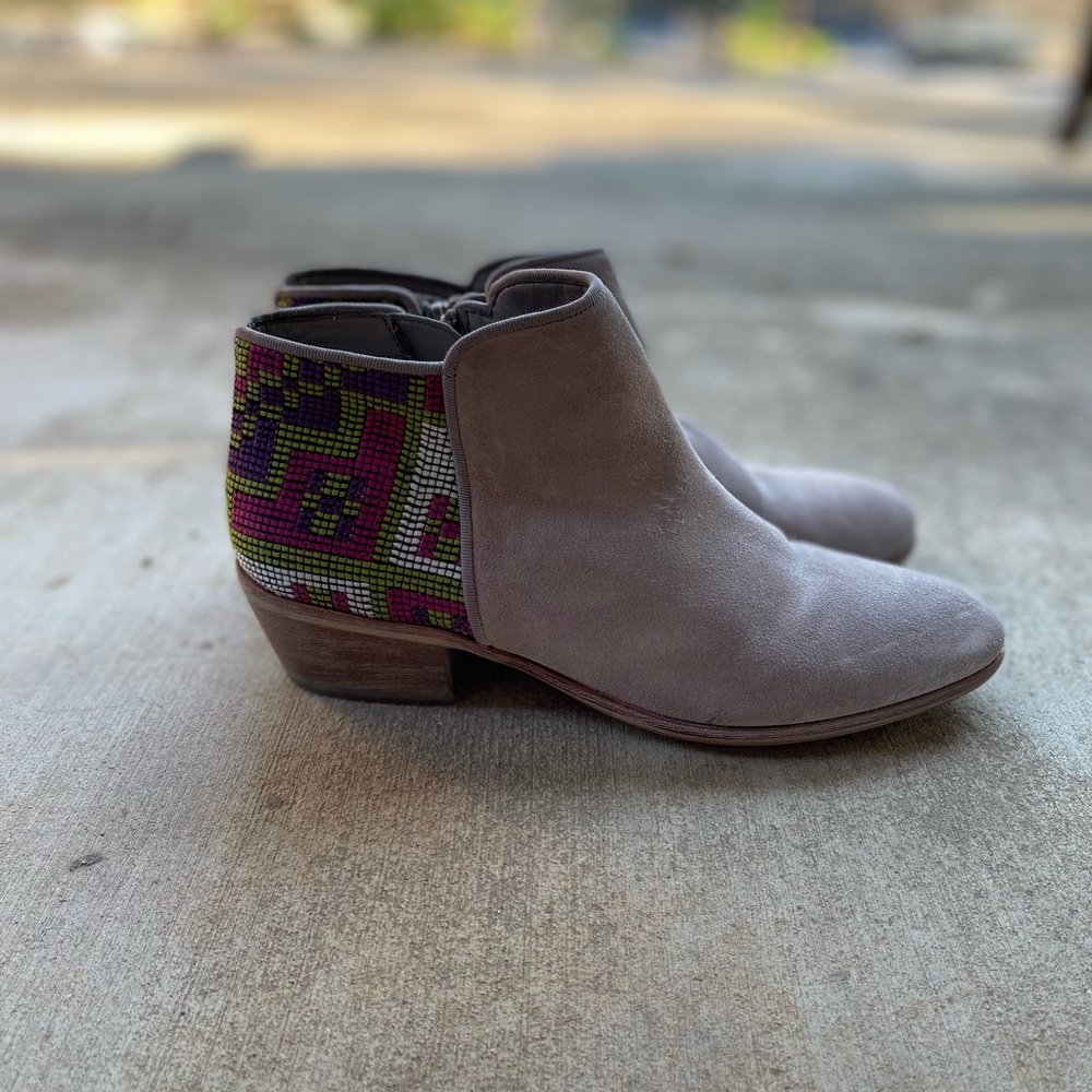 Sam Edelman bohemian grey suede booties